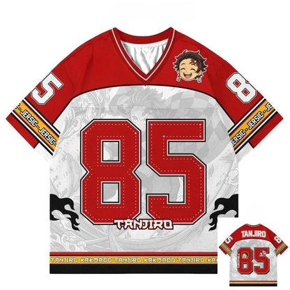 Demon Slayer Tanjiro Kamado Anime Series Number 85 Jersey Oversize Kpop Baseball Hockey Outfit T-shirt Daily Unisex Tops Tees