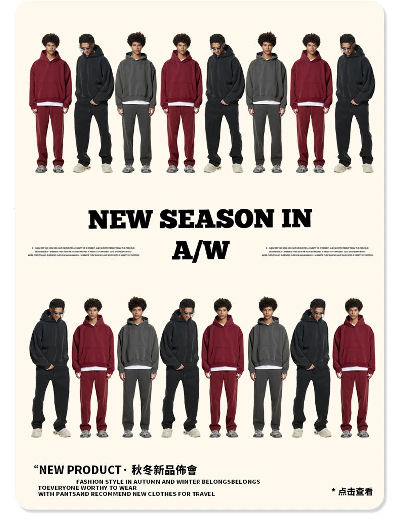 ZODF New 2025 Winter Man 350gsm Washed Fleece Hoodies Unisex Loose Boxy Style Hooded Pullovers Brand Outwears HY0041