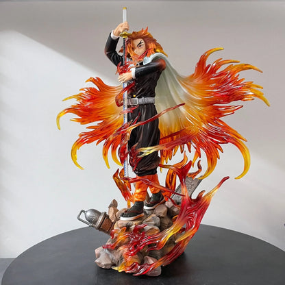 30cm Anime Demon Slayer Rengoku Kyoujurou Combat posture Action Figure PVC model Statue Toys Desk Decor Collection Gifts boxed