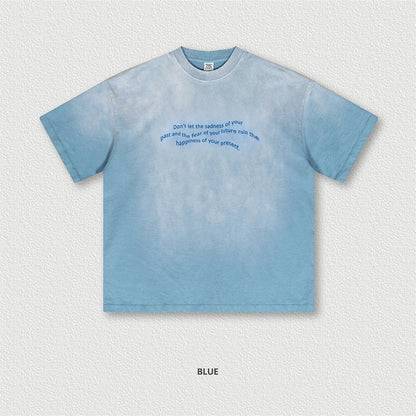 ZODF Summer High Street Printing T-Shirts For Men Unisex Retro Washed 250gsm Ripped Cotton T Shirt Brand Tops HY0858