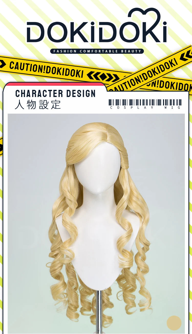 Women Princess Wig Anime DokiDoki Women Long 80cm Golden Curls Hair Christmas Princess Cosplay High Heat Resistant Free Cap Wig