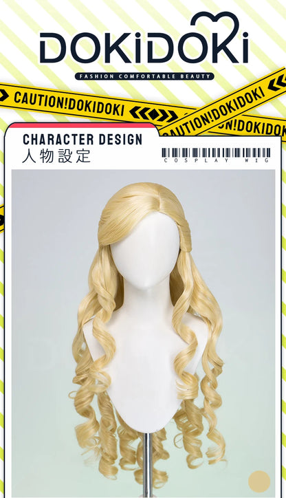 Women Princess Wig Anime DokiDoki Women Long 80cm Golden Curls Hair Christmas Princess Cosplay High Heat Resistant Free Cap Wig