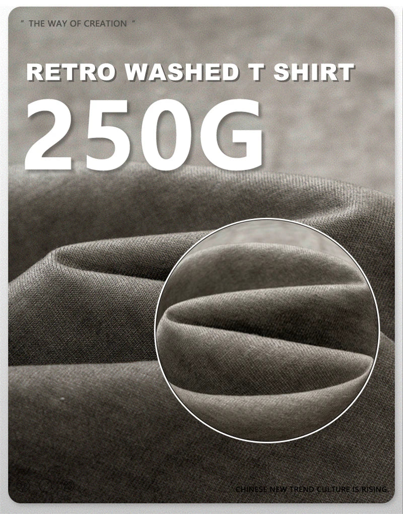 ZODF Fashion 2024 250gsm Washed Distressed T-Shirts For Men Unisex Women Retro Cotton Relax Fit T Shirt Brand Tees HY0838