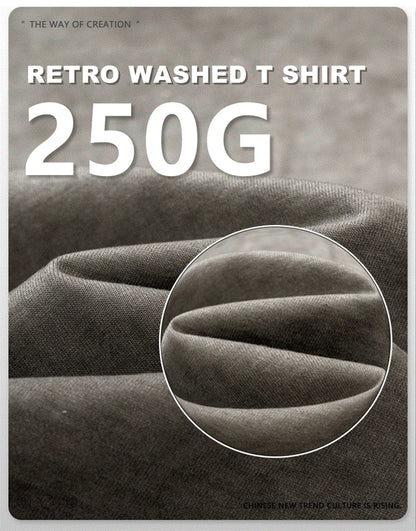 ZODF Fashion 2024 250gsm Washed Distressed T-Shirts For Men Unisex Women Retro Cotton Relax Fit T Shirt Brand Tees HY0838