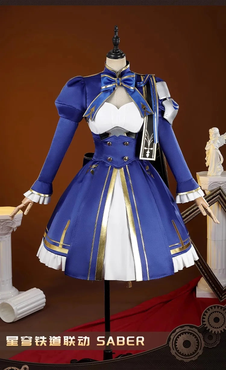 iCoser Honkai Star Rail Fate Saber Cosplay Costume Wig Dress Uniform Headwear Carnival Halloween Party Women Girls Props Gifts