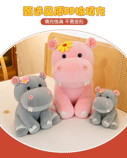 New 55cm Large Size Hippo Plush Toy Fluffty Kawaii Plushie Doll Simulation Hippo Doll Anime Cute Stuffed Animals Soft Plush Gift