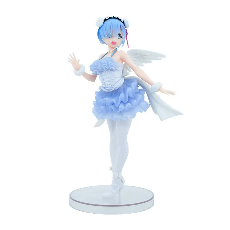 23cm Re:Zero Rem Angel Version Cute Bishoujo PVC Figure Wings Special Effects Anime Statue Desktop Decor Fan Collectible Gift