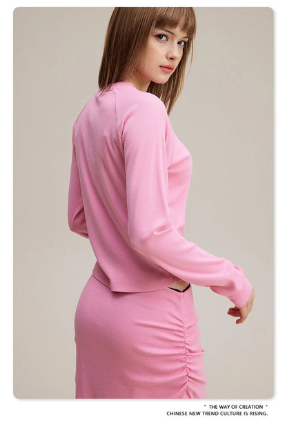 ZODF Sexy Autumn Washed 275gsm Full Sleeve T Shirt For Women Ladies Girls Slim Fit Distressed T-Shirts Tops HY1145