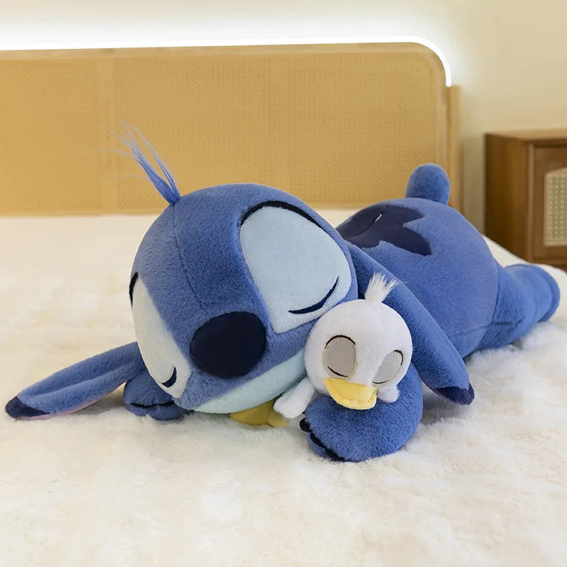 120cm Large Big Size Disney Stitch Holding Duck Anime Plush Stuffed Doll Room Plushies Pillow Ornaments Children's Holiday Gifts