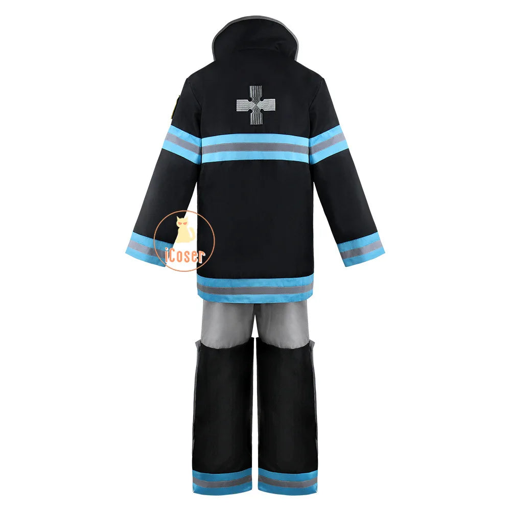 Arthur Boyle Cosplay Costume Wig Black Blue Uniform Anime Fire Force Protective Outer Jacket Halloween Party Women Men Carnival