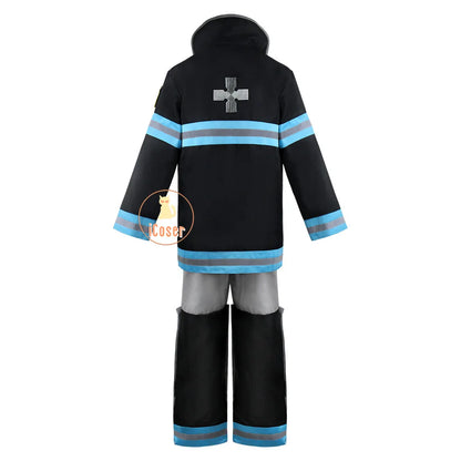 Arthur Boyle Cosplay Costume Wig Black Blue Uniform Anime Fire Force Protective Outer Jacket Halloween Party Women Men Carnival
