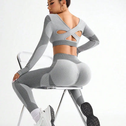 2pcs Women’s Seamless Breathable Sports Yoga Running Fitness Suit