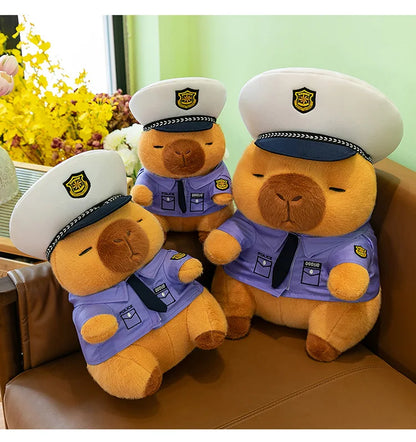 New Kawaii 50cm Plush Toy Capybara Police Stuffed Animal Pillow Cute Plush Doll for Kids Birthday Christmas Gift
