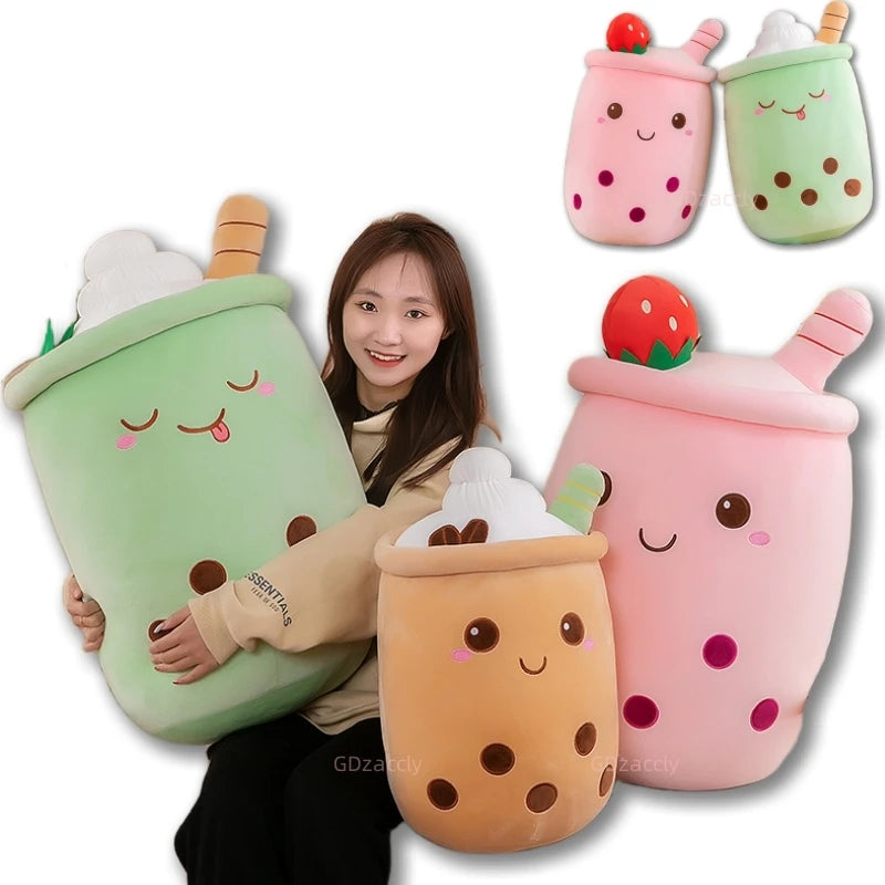 Bubble Tea Boba Plushie Kawaii Room Decor Plush Toy Stuffed Ice Cream Food Milk Tea Soft Hug Cushion Birthday Gift for Kids