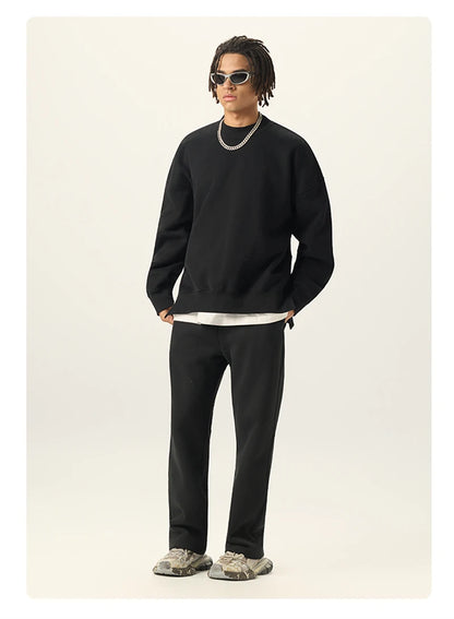 ZODF Fashion Men Winter Side Split Fleece Sweatshirt Winter Unisex Oversized 350gsm O Neck Warm Pullovers Brand Clothing HY0058