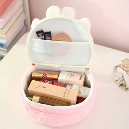 Kawaii Cinnamoroll Kuromi Hello Kitty My Melody Plush Bag Cosmetic Pouch Cartoon Anime Soft Makeup Bag for Daily Use & Travel