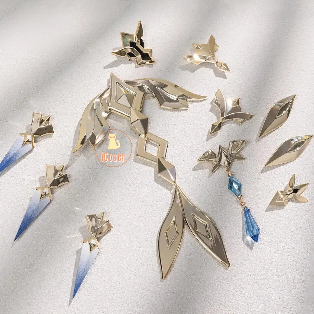 iCoser Genshin Impact Skirk Cosplay Costume Wig Dress New Skin Uniform Headwear Metal Props Halloween Party Women Girls Carnival