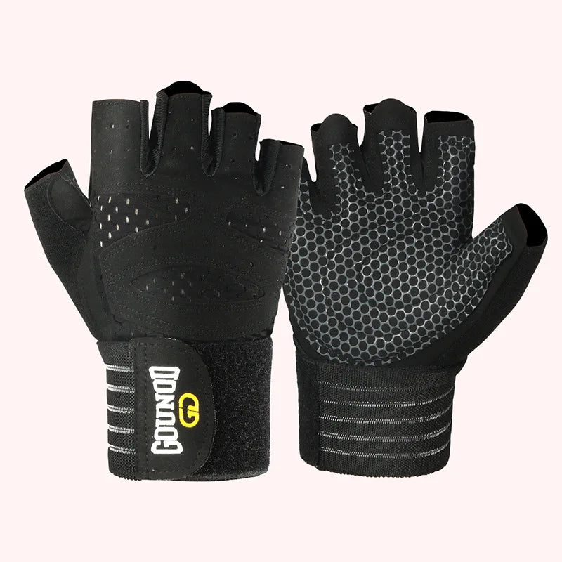 Gounod Weightlifting Gloves with Wristband Support – Breathable Anti-Slip Gym for Bodybuilding Powerlifting and Fitness