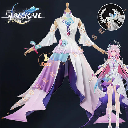 Honkai Star Rail Cyrene Cosplay Costume Wig Dress Headwear Earrings New Skin 5-star Outfit Elysia Amphoreus Halloween Women Girl