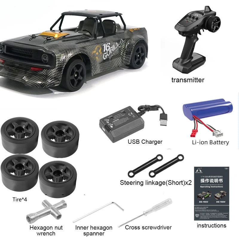 SG1606 SG1603 SG1604  1/16 RC Car High Speed 2.4G Brushless 4WD 1:16 Drift Remote Control Racing Car toys For Boys