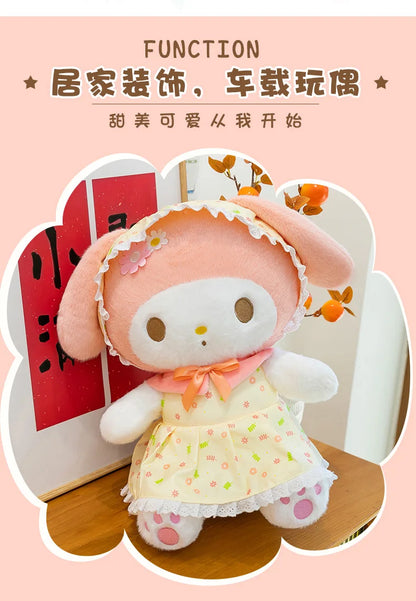 Cute Pastoral Girl Plush Toy Pink My Melody Doll Sleeping Hugging Gift for Kids Birthday Christmas Present for Girls Comforting