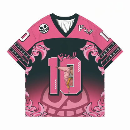 2526 New Bandai Anime One Piece Luffy Summer Jersey T-shirt Oversized 3D Adult and Children's Multifunctional Top Christmas