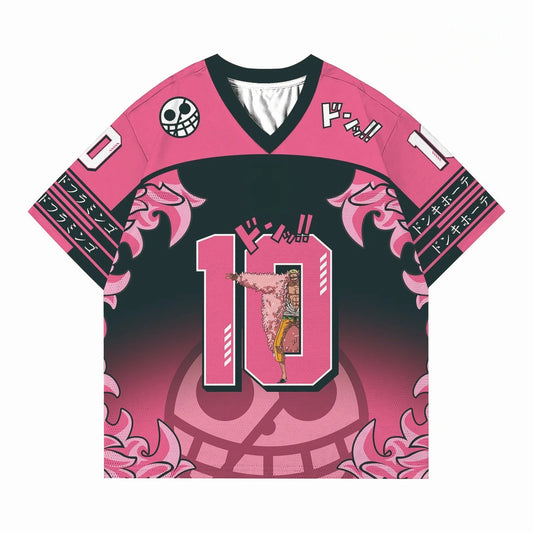 2526 New Bandai Anime One Piece Luffy Summer Jersey T-shirt Oversized 3D Adult and Children's Multifunctional Top Christmas