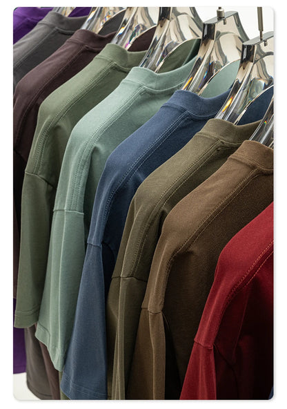 ZODF New 2025 Spring Summer 235gsm Solid Cotton T-Shirts For Men Women Unisex Loose Basic T Shirt Tees Brand Tops HY0970