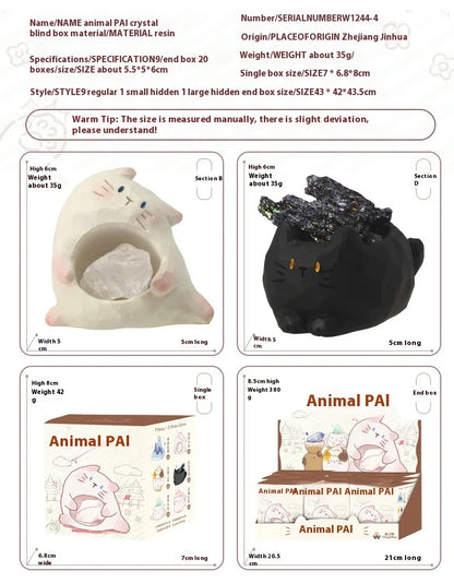 Creative Animal PAL Crystal Blind Box Cute Desktop Decoration Resin Craftwork Wholesale New Model Display Piece Toy & Hobbies