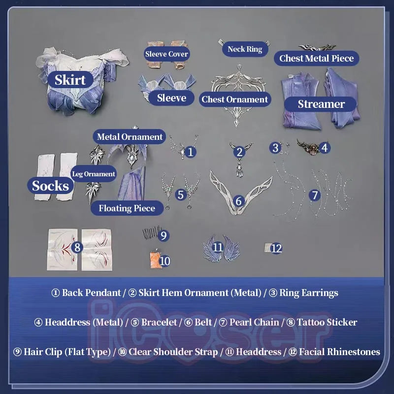 Love and Deepspace MC Cosplay Costume Deepsea Waves Dress Heroines Uniform Carnival Outfit Headwear Halloween Party Women Girls