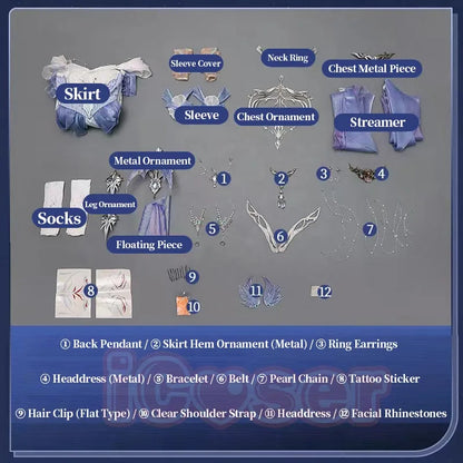 Love and Deepspace MC Cosplay Costume Deepsea Waves Dress Heroines Uniform Carnival Outfit Headwear Halloween Party Women Girls