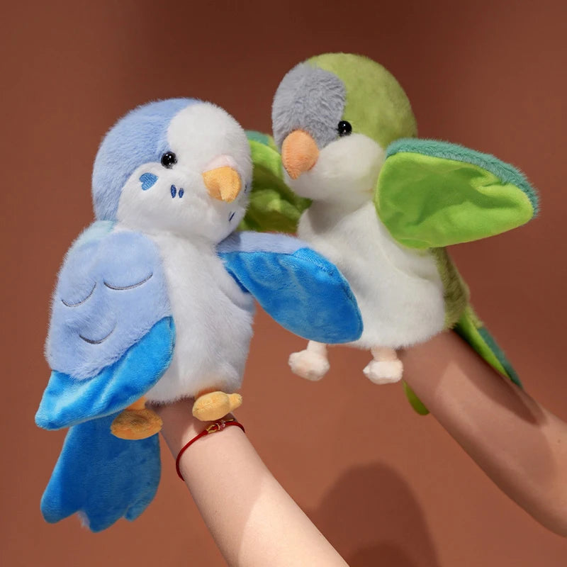 Kawaii Bird Hand Puppet Cute Parrot Cockatiel Budgie Soft Plush Toy Lovely Animal Plushies Parent-child Interactive Toys