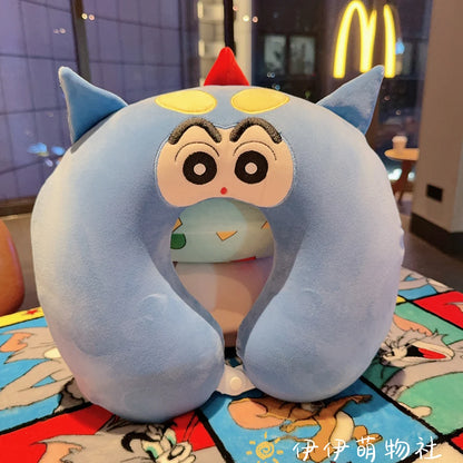 Memory Foam Cartoon Crayon Shin Chan U-shaped Pillow Travel Portable Neck Pillow Office Slow Rebound Napping Pillow Washable