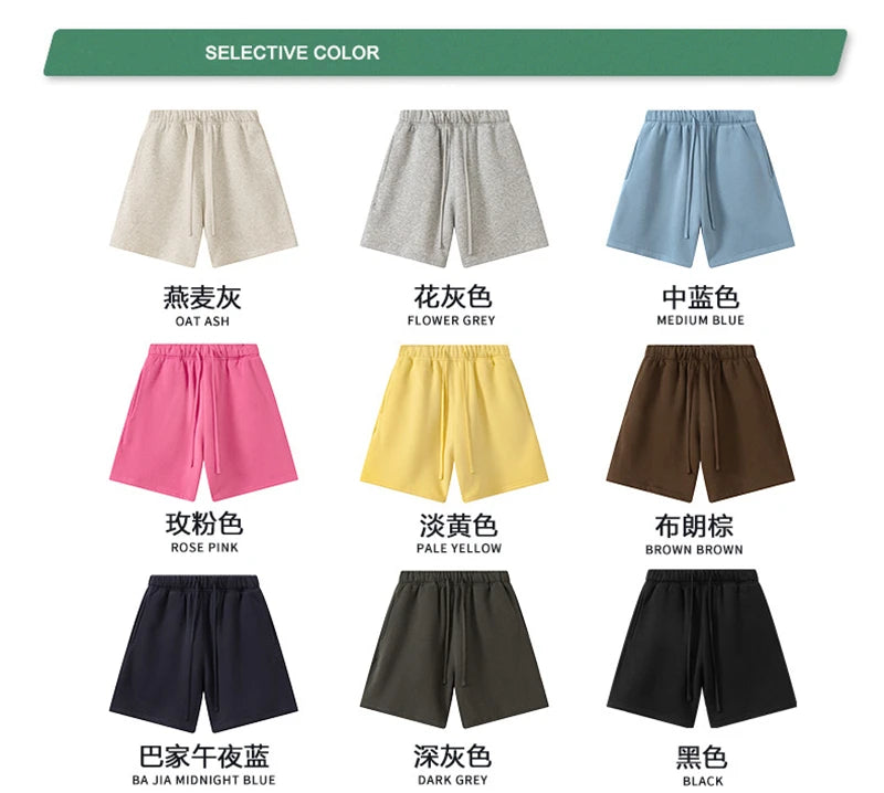 ZODF Trendy 2025 Autumn Winter Men Warm Soft Fleece Shorts Unisex Casual Hip Hop 345gsm Solid Shorts Brand Bottoms HY1173