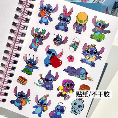 24pcs New Disney Stitch Cartoon Cute Handbag Coil Book Sticker Combination Book 27 Material Books Children'S Diy Handbag Gifts