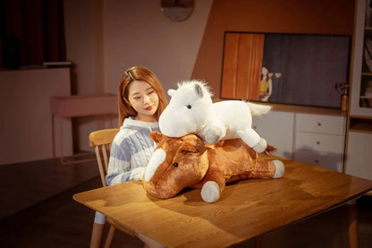 1 piece 55/70cm Soft BIg Round Head Horse Plush Toy Stuffed Pure White Horse Throw Pillow Stuffed Likelike Animals For Boy Gift