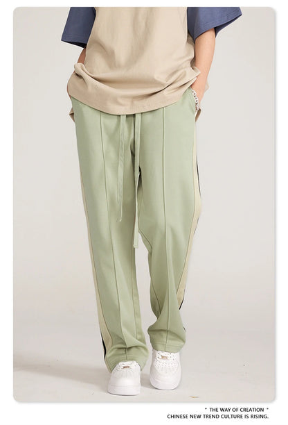 ZODF Spring Summer 275GSM Basic Side Webbing Trousers For Men Unisex American Retro Casual Sports Straight Pants HY0540