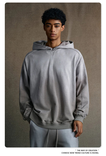 ZODF Retro Winter 370gsm Monkey Washed Hoodies For Man Unisex Oversized Off Shoulder 100% Cotton Hooded Coats Pullovers HY1136