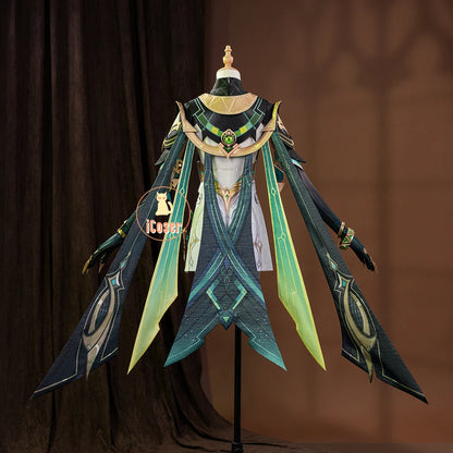 Genshin Impact Nefer Cosplay Costume Wig Dress Uniform Outfit Headwear Carnival Halloween Party for Women Girls Accessory iCoser