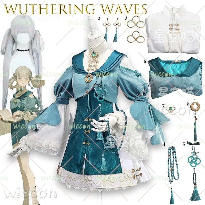 BWuthering Waves JinHsi Cosplay Costume Adult Polyester Set - suit wig / XXL