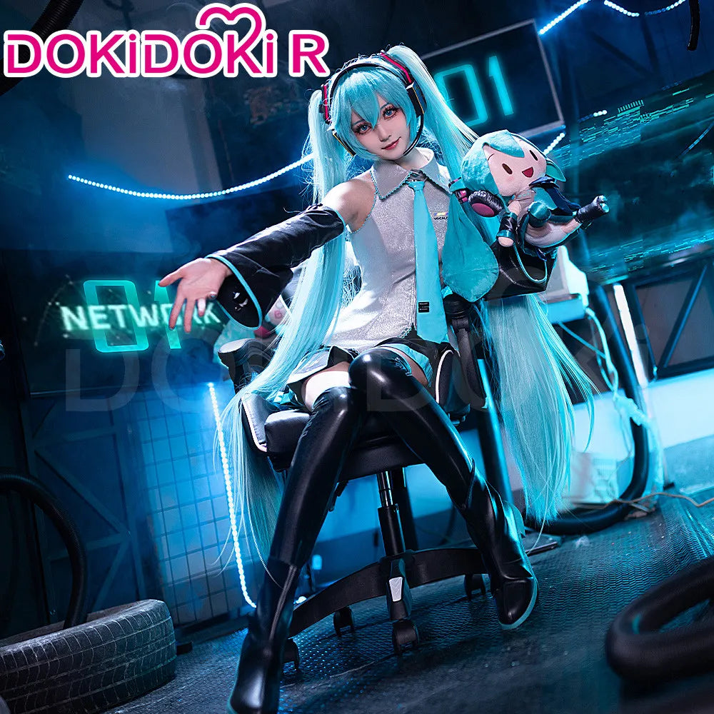 IN STOCK MIKUU Cosplay Costume Game Cosplay 【S-2XL】DokiDoki-R Mikku Cosplay Women Cute Costume MIKUU LED Costume Plus Size