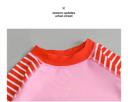 Boys Swimsuit 2 to 12 Years Split Long Sleeve Swimwear Sunscreen Water Suit Quick Drying Top+Shorts Hot Spring Summer Bath Suits