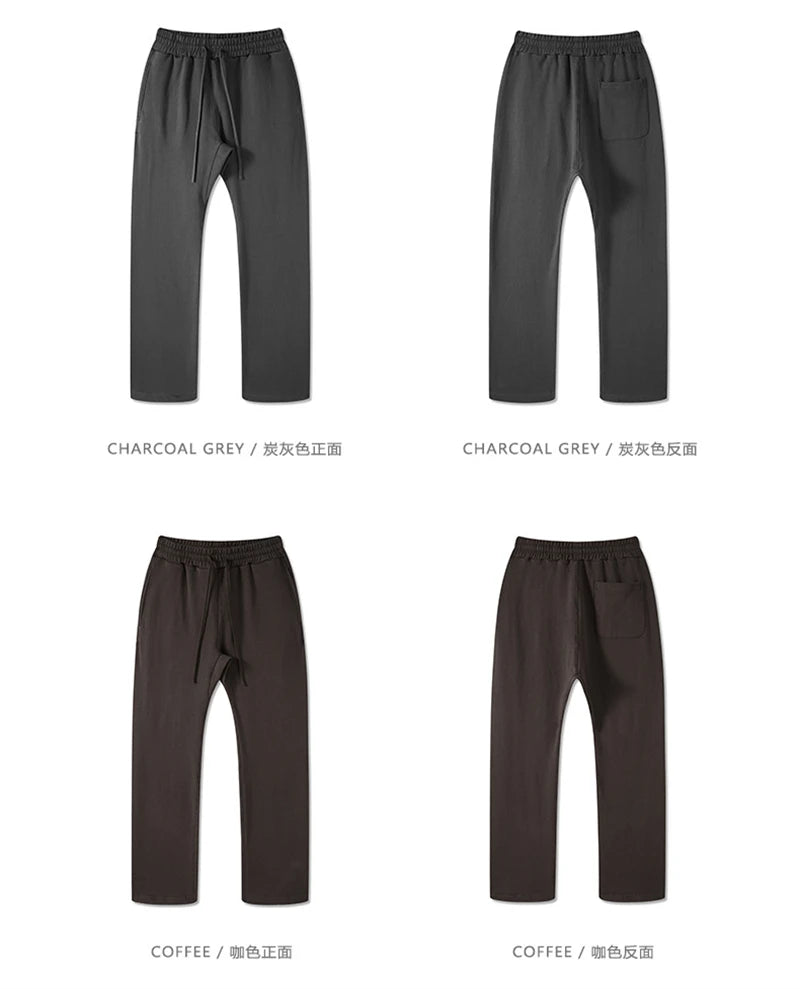 ZODF New 2025 Autumn Men's 445GSM Sweatpants Unisex High Street Soft Knitted Straight Pants Brand Streetwears Tracksuits HY0382