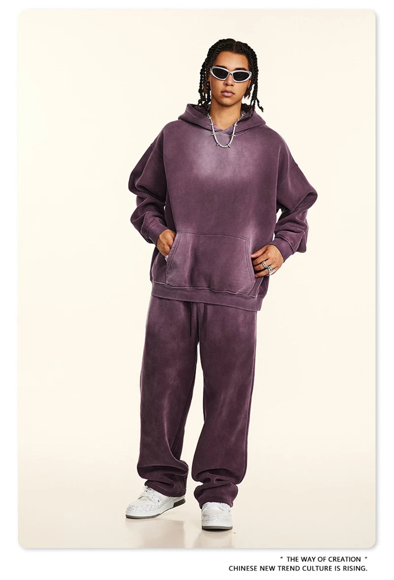 ZODF Autumn Winter Monkey Washed Fleece Hoodies For Men Unisex Basic 360gsm Warm Knitted Hooded Pullovers Coats HY0903