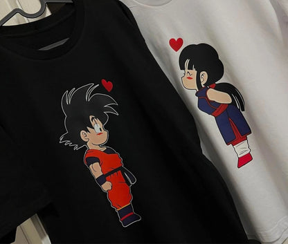 Dragon Ball Z Goku or Milk Chi Chi Couple T Shirt Anime Fans Gift for Her Him 90s Mens Summer Cotton Women Tee Streetwear Casual