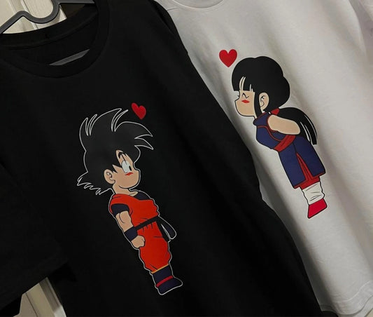 Dragon Ball Z Goku or Milk Chi Chi Couple T Shirt Anime Fans Gift for Her Him 90s Mens Summer Cotton Women Tee Streetwear Casual