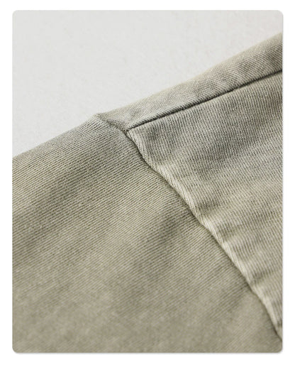 ZODF Summer Men Batik Washed 275gsm Cotton T Shirt Unisex Retro Turn Down Collar Short Sleeve T-shirts Tees HY0533