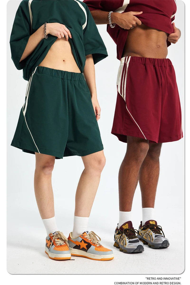 ZODF Fashion Men Summer 250gsm Patchwork Shorts Unisex High Street Loose Fit Quick Dry Sport Shorts Brand Streetwears HY1049