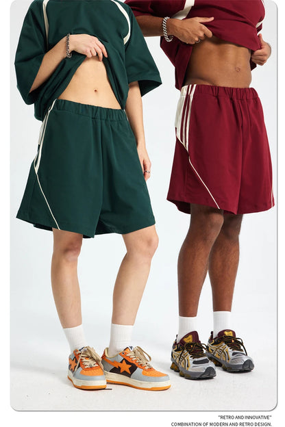 ZODF Fashion Men Summer 250gsm Patchwork Shorts Unisex High Street Loose Fit Quick Dry Sport Shorts Brand Streetwears HY1049