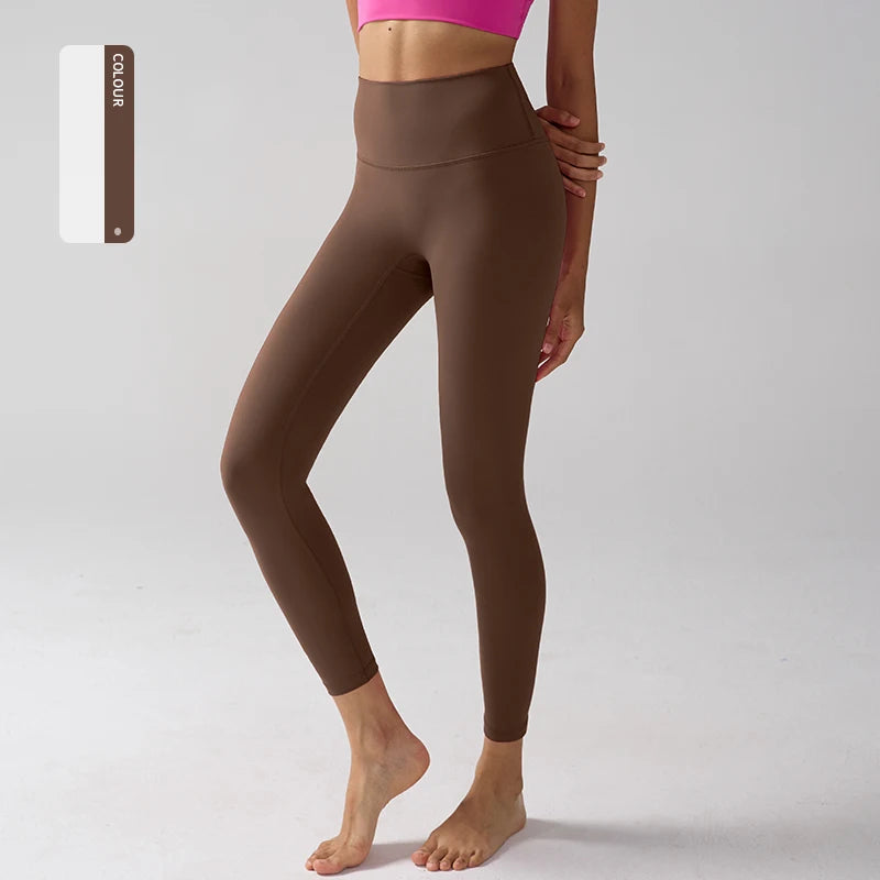 High Waist Naked Feeling Leggings for Women – Fitness Running Yoga Gym and Casual Workout Tight Pants - Cocoa / S